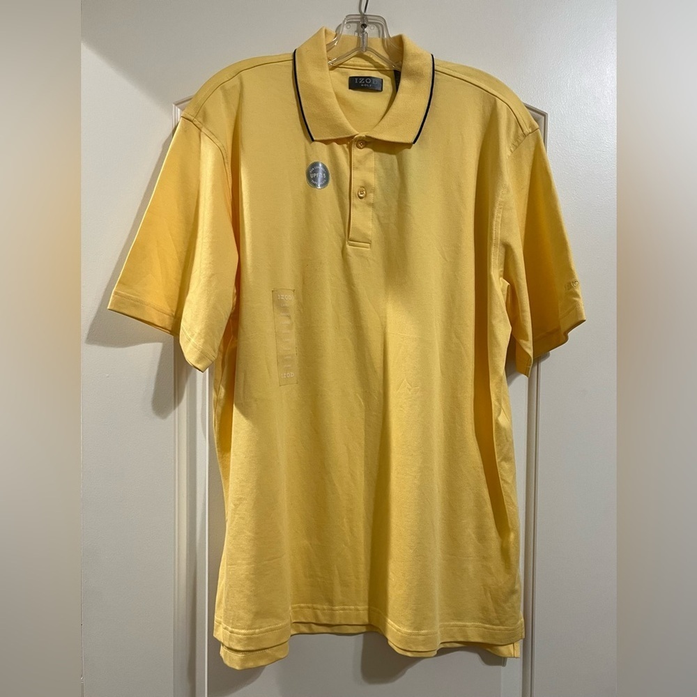 NWT Men’s Izod Golf Polo Pima Cool Cotton Large Yellow Shirt $50